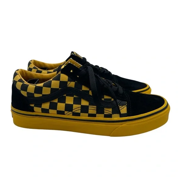 Vans Unisex Old Skool 721356 Black Yellow Checker Sneaker Shoes Size M 7.5 W 9 - Picture 1 of 6